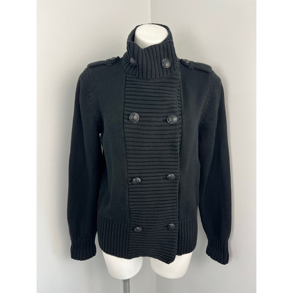 Women's Lauren Ralph Lauren Double Breasted Cotton Sweater Military Preppy
